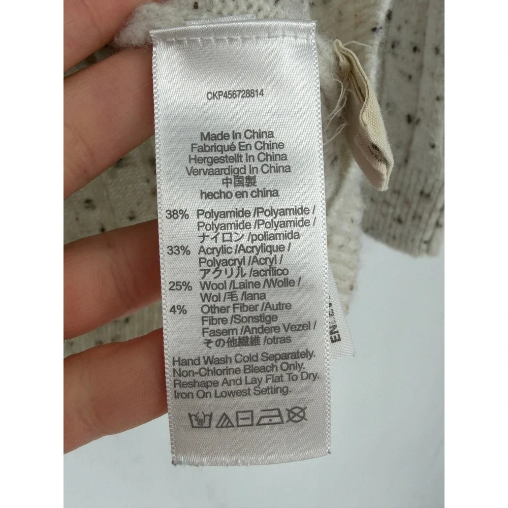 Madewell‎ Donegal Henley Sweater Women XXS Cream Ribbed Cozy Preppy Cabincore